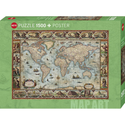 Willem Blaeu World Map Art 1500 Piece Jigsaw Puzzle Heye