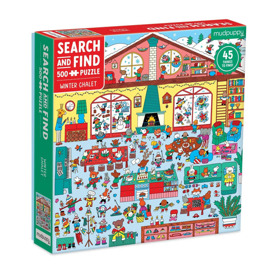 Winter Chalet Search & Find 500 Piece Jigsaw Puzzle Mudpuppy