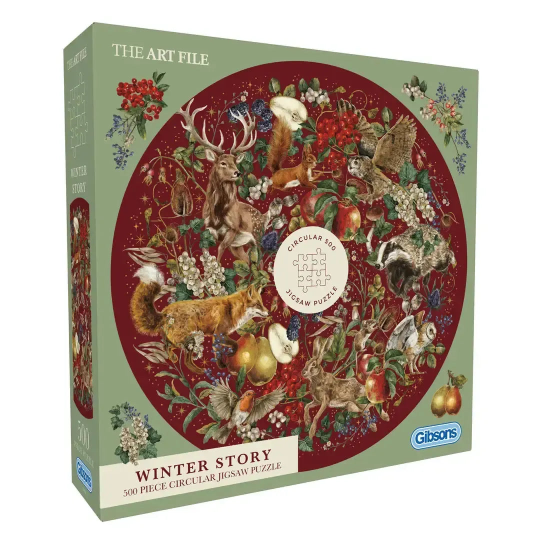 Winter Story 500 Piece Round Jigsaw Puzzle Gibsons