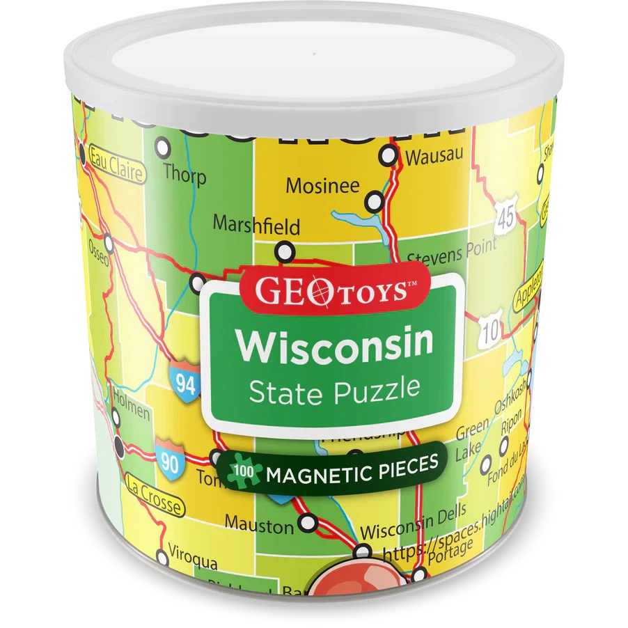 Wisconsin State 100 Piece Magnetic Jigsaw Puzzle Geotoys