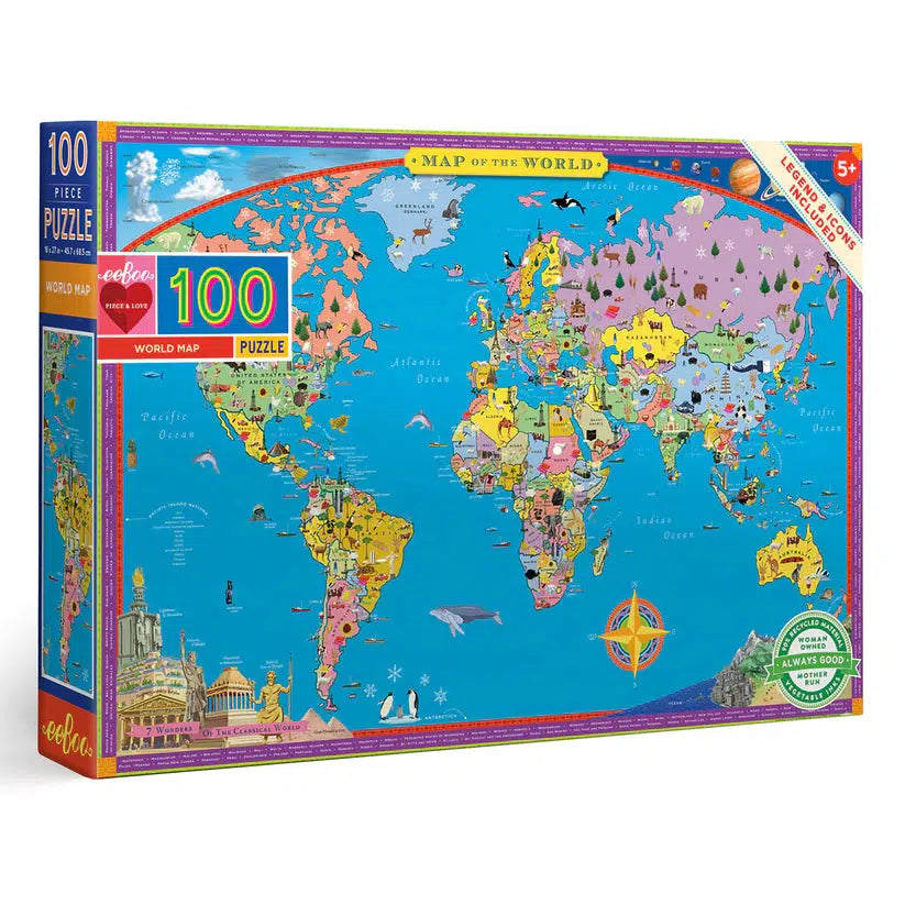 World Map 100 Piece Jigsaw Puzzle eeBoo