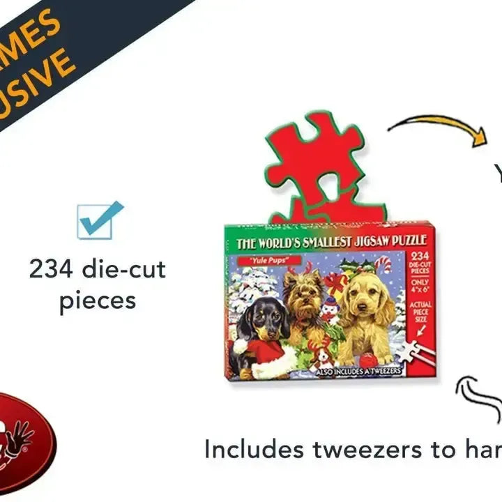 Yule Pups 234 Piece "World's Smallest" Jigsaw Puzzle TDC