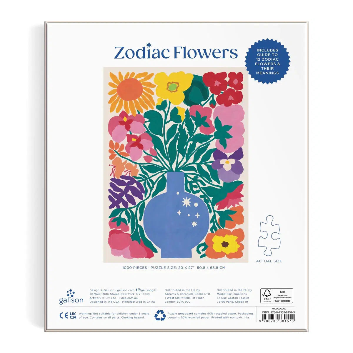 Zodiac Flowers 1000 Piece Jigsaw Puzzle Galison