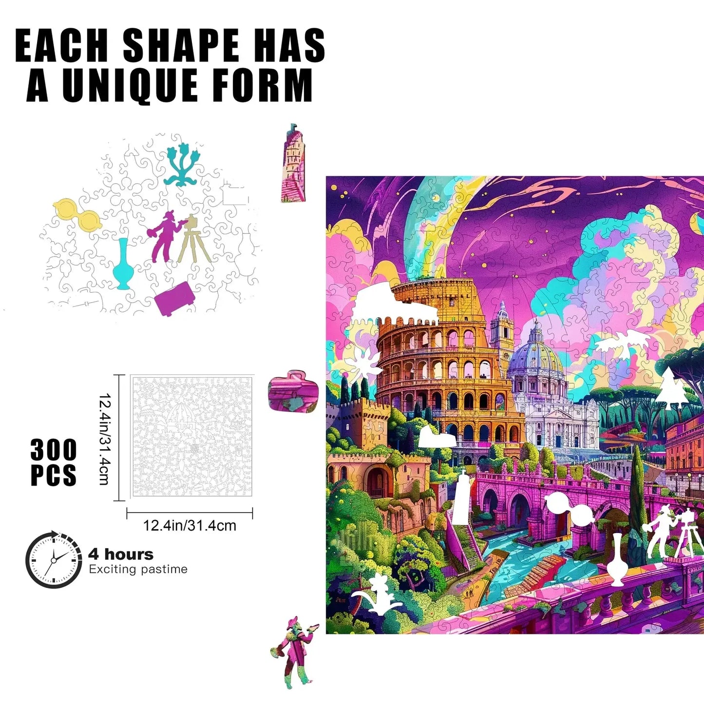 Roman Riddle 300 Piece Wooden Jigsaw Puzzle Trippy