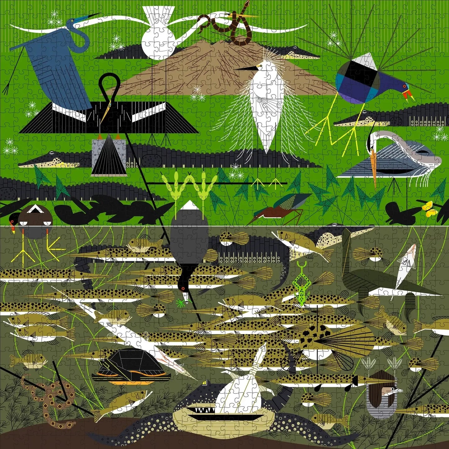 The Everglades by Charley Harper 1000 Piece Jigsaw Puzzle Pomegranate