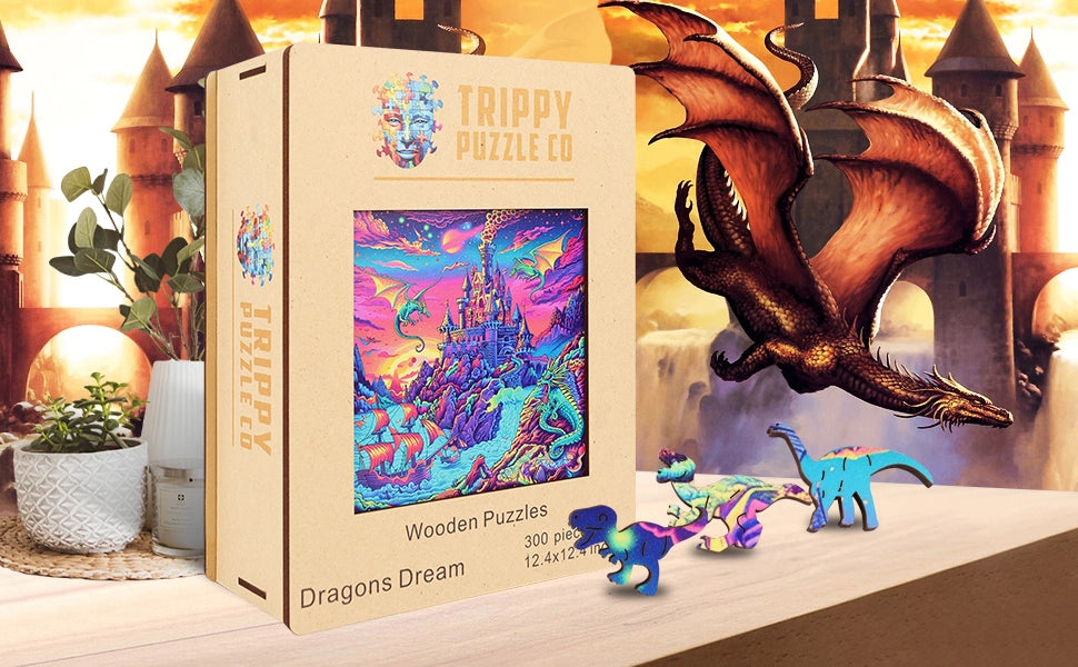 Dragons Dream 300 Piece Wooden Jigsaw Puzzle Trippy