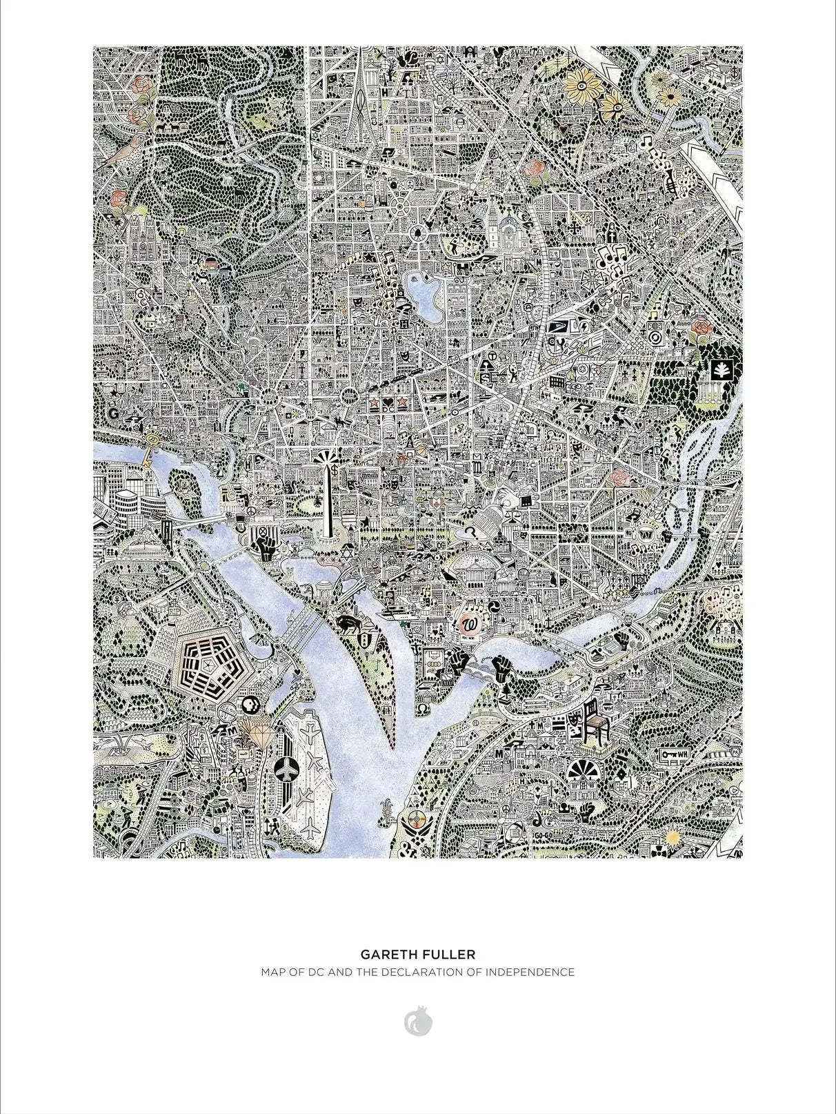 Map of DC & Declaration of Independence 1000 Piece Jigsaw Puzzle Pomegranate