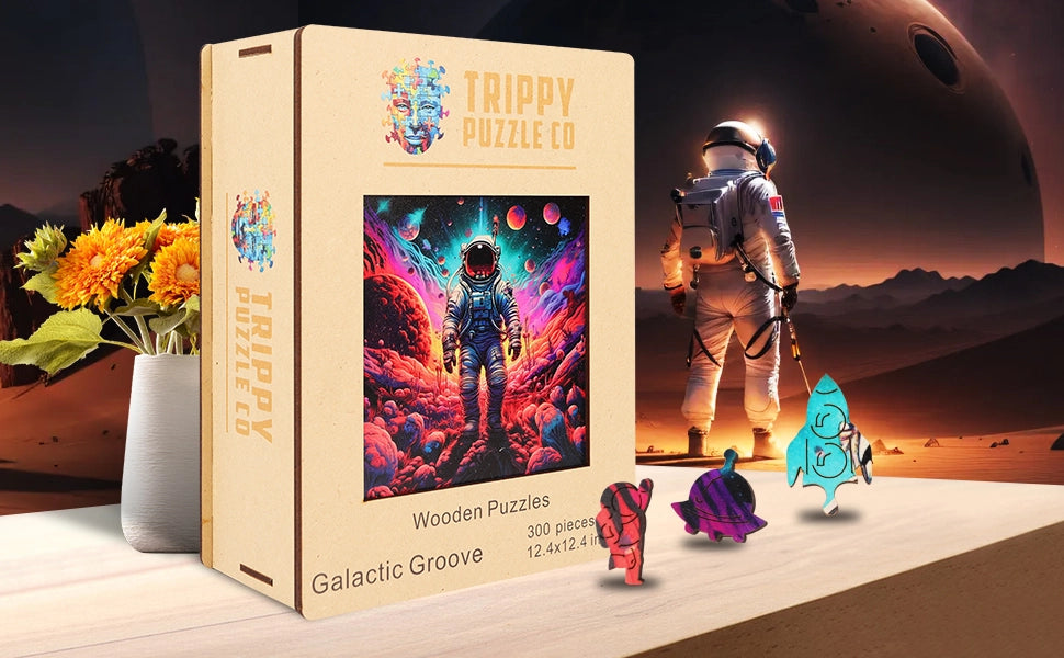Galactic Groove 300 Piece Wooden Jigsaw Puzzle Trippy
