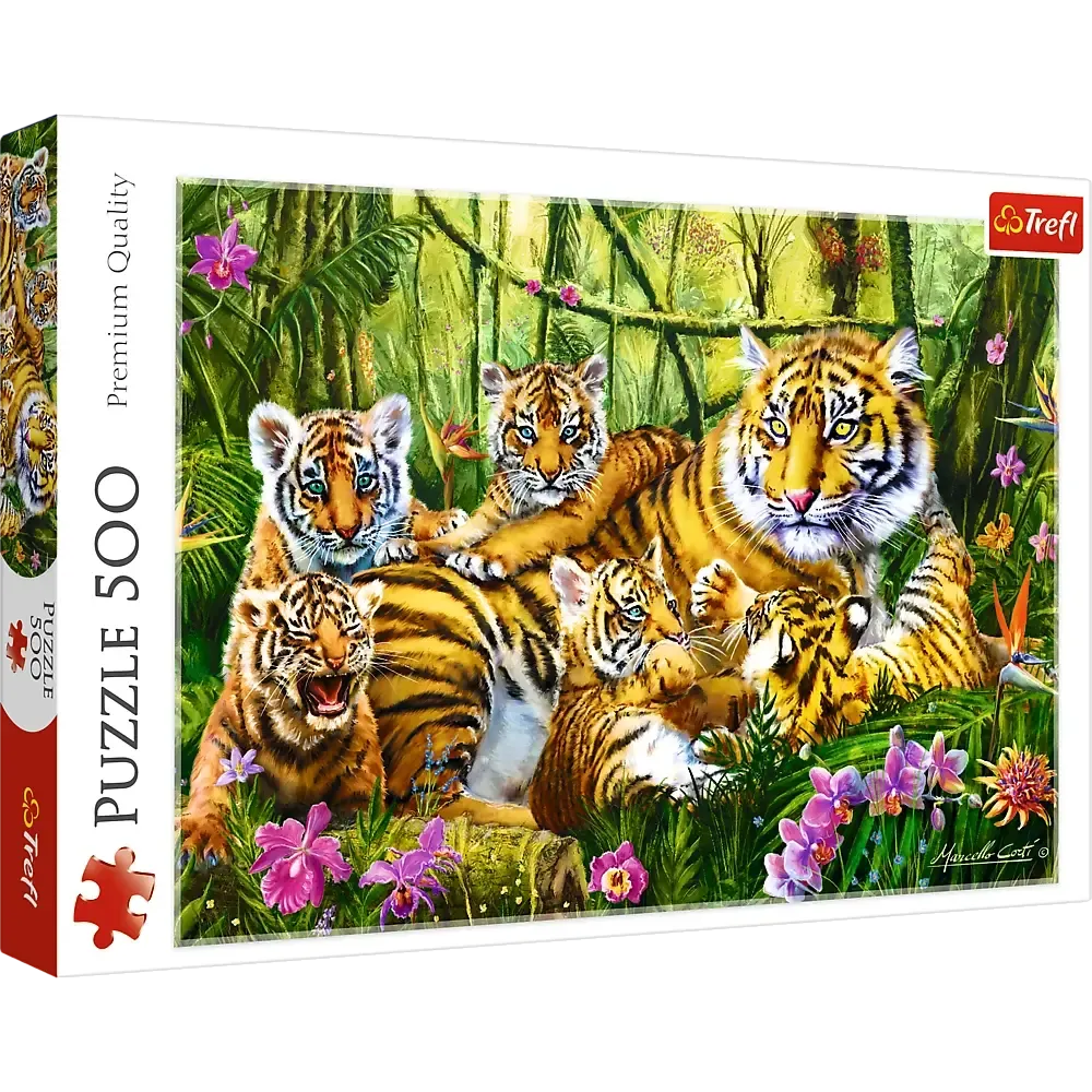 Family of Tigers 500 Piece Jigsaw Puzzle Trefl