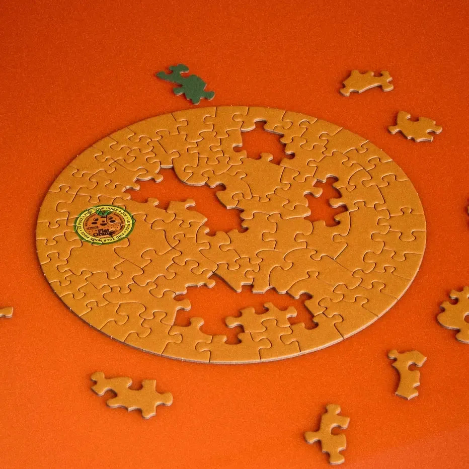 Flat Orange 81 Piece Round Jigsaw Puzzle Le Puzz