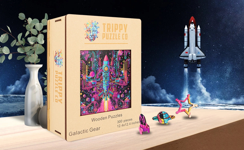 Galactic Gear 300 Piece Wooden Jigsaw Puzzle Trippy