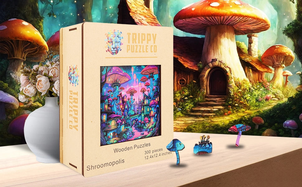 Shroomopolis 300 Piece Wooden Jigsaw Puzzle Trippy