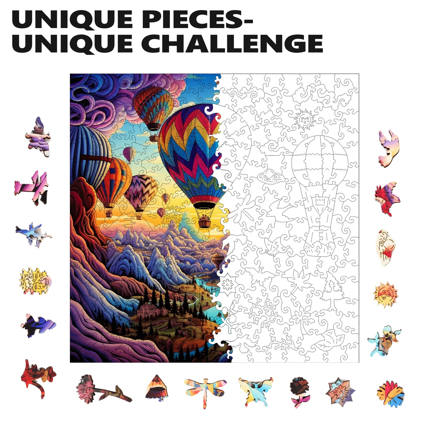 Rainbow Ride 300 Piece Wooden Jigsaw Puzzle Trippy
