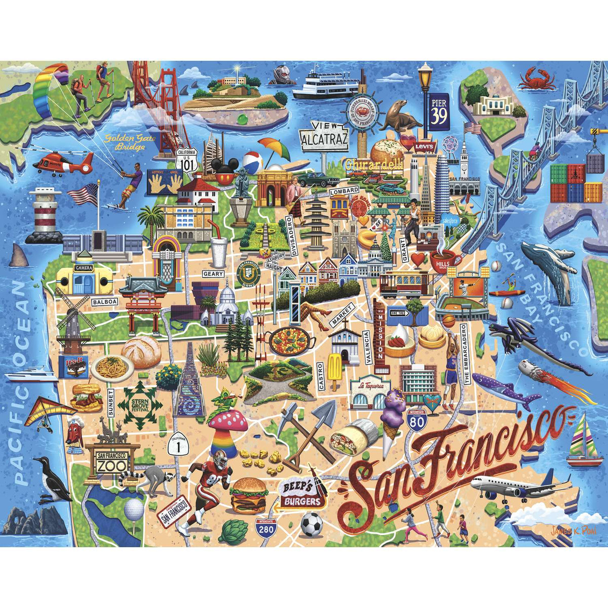 San Francisco Bay Map 500 Piece Jigsaw Puzzle Boardwalk
