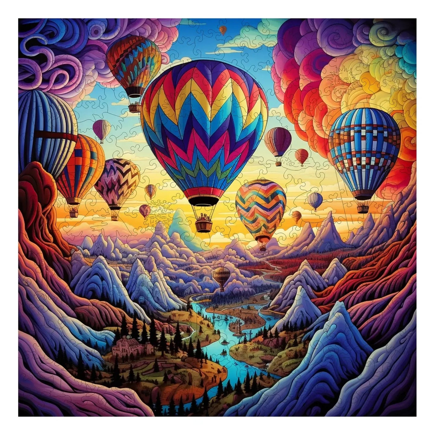 Rainbow Ride 300 Piece Wooden Jigsaw Puzzle Trippy