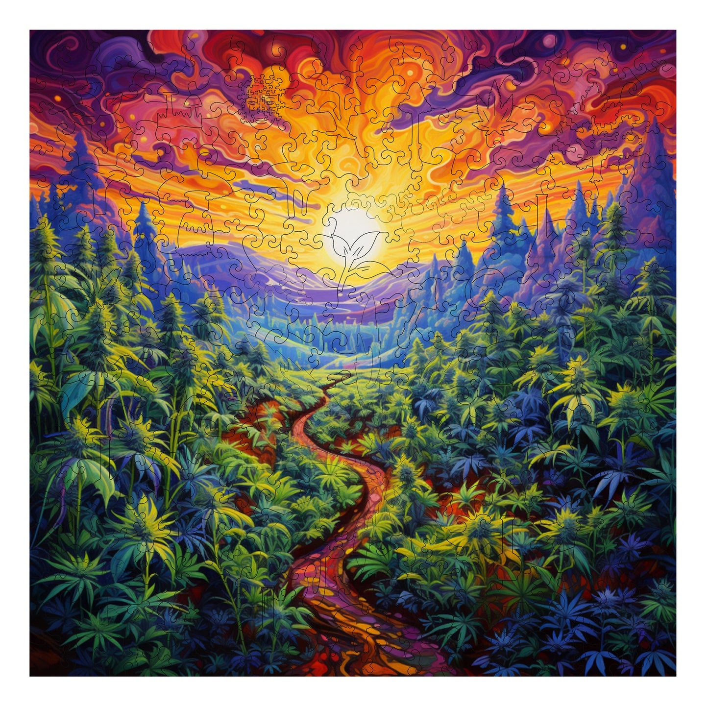 Kaleido Kush 300 Piece Wooden Jigsaw Puzzle Trippy