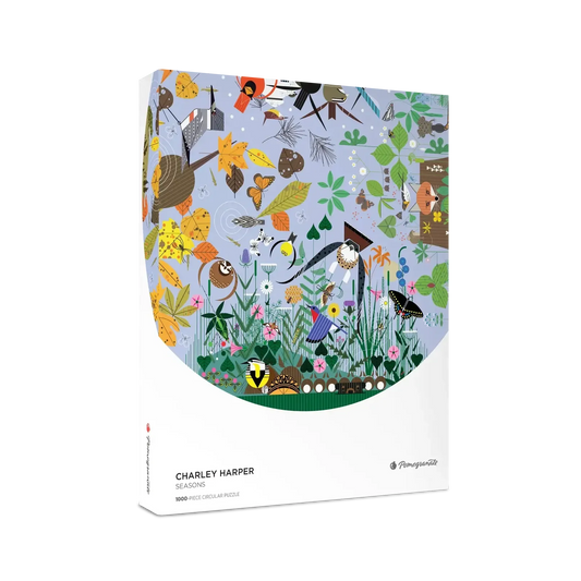 Seasons by Charley Harper 1000 Piece Round Jigsaw Puzzle Pomegranate