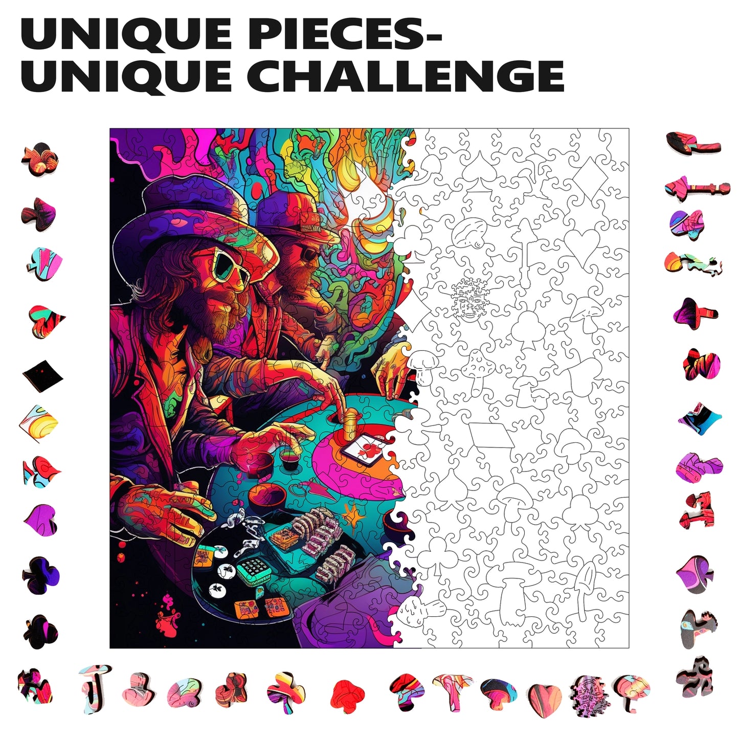 Poker Palooza 300 Piece Wooden Jigsaw Puzzle Trippy