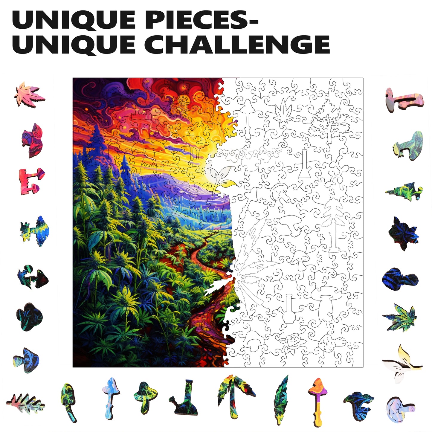 Kaleido Kush 300 Piece Wooden Jigsaw Puzzle Trippy