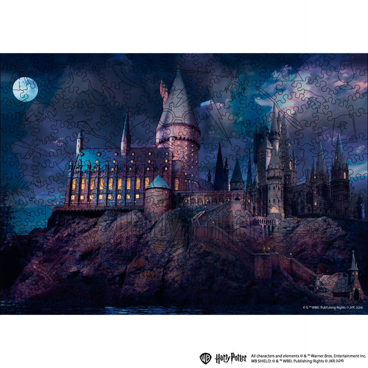 Harry Potter Hogwarts Castle at Night Wooden 338 Piece Jigsaw Puzzle Woods Story