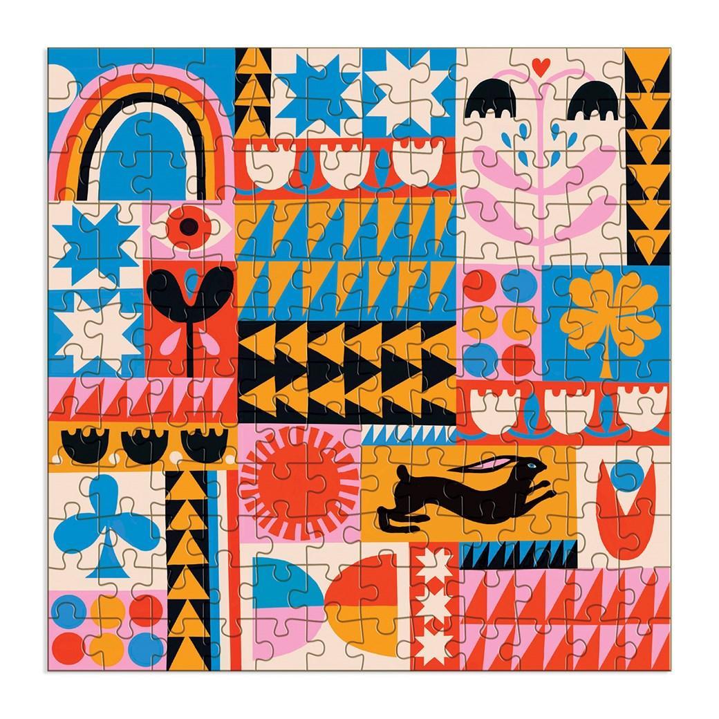 Rabbit Quilt by Lisa Congdon 144 Piece Wood Jigsaw Puzzle Galison