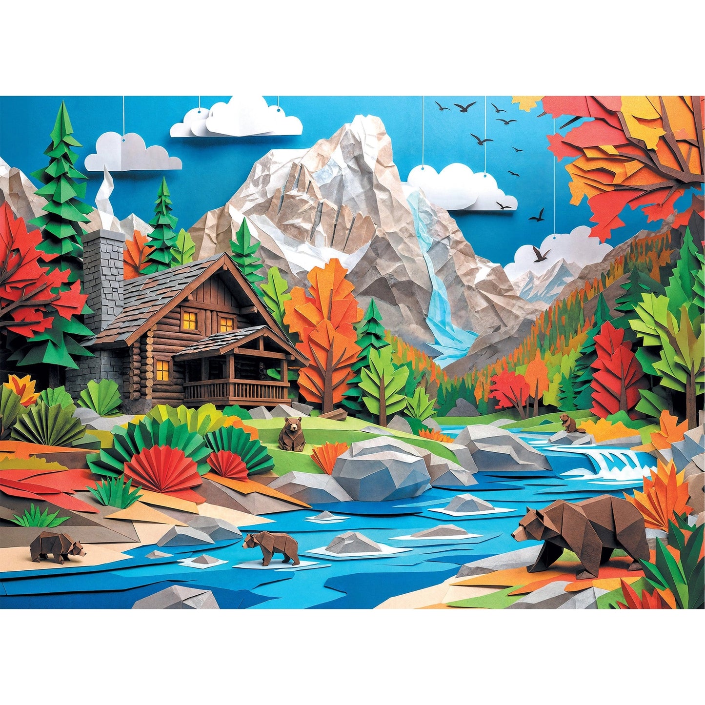 Bear Creek Cabin 1000 Piece Jigsaw Puzzle Final Piece