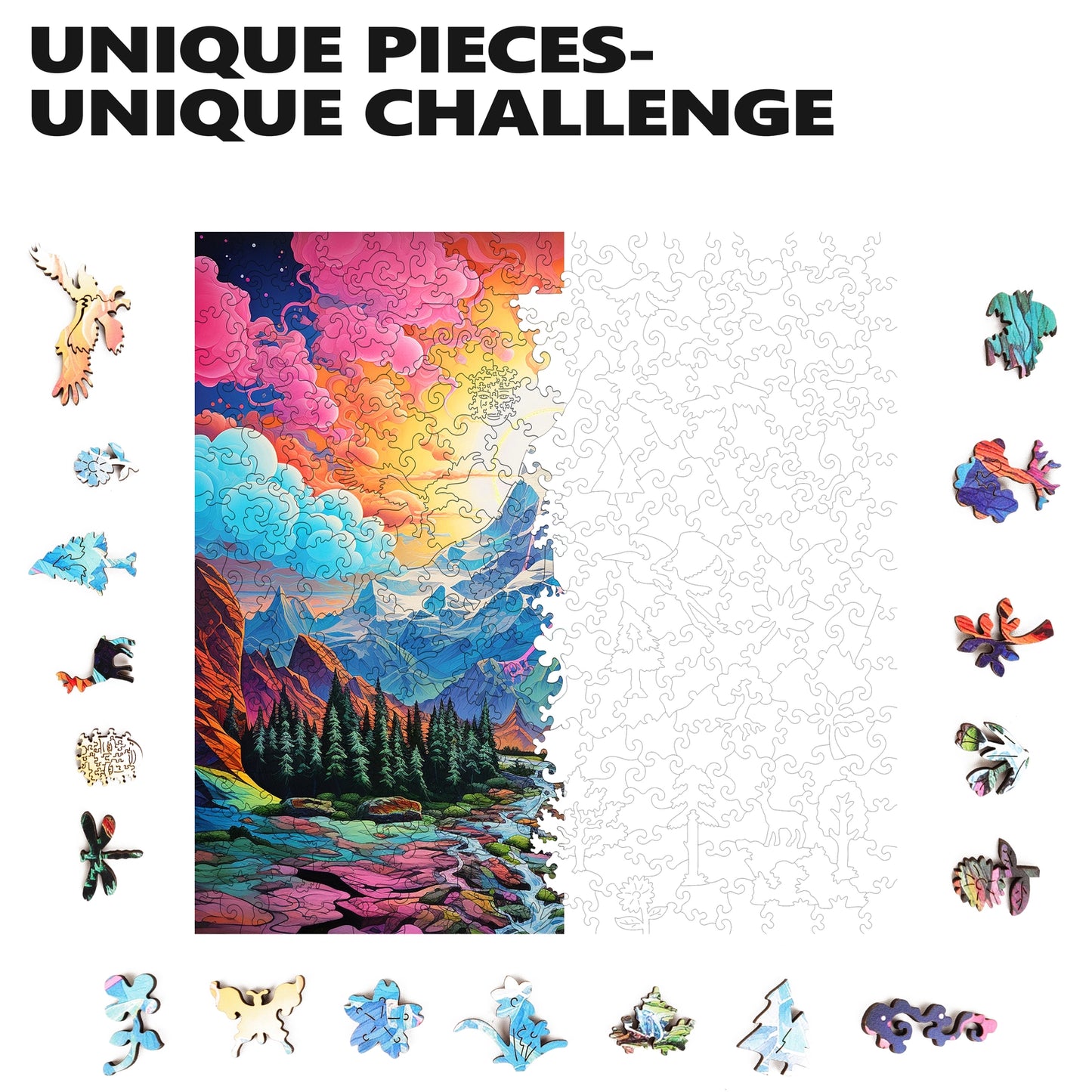 Rocky Ridges 300 Piece Wooden Jigsaw Puzzle Trippy