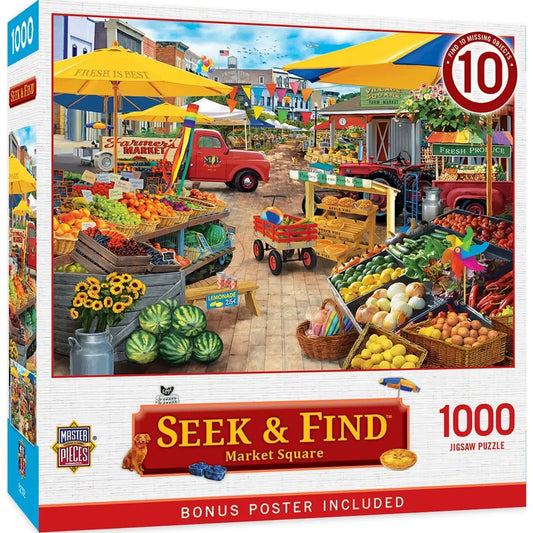 Market Square Seek & Find 1000 Piece Jigsaw Puzzle MasterPieces