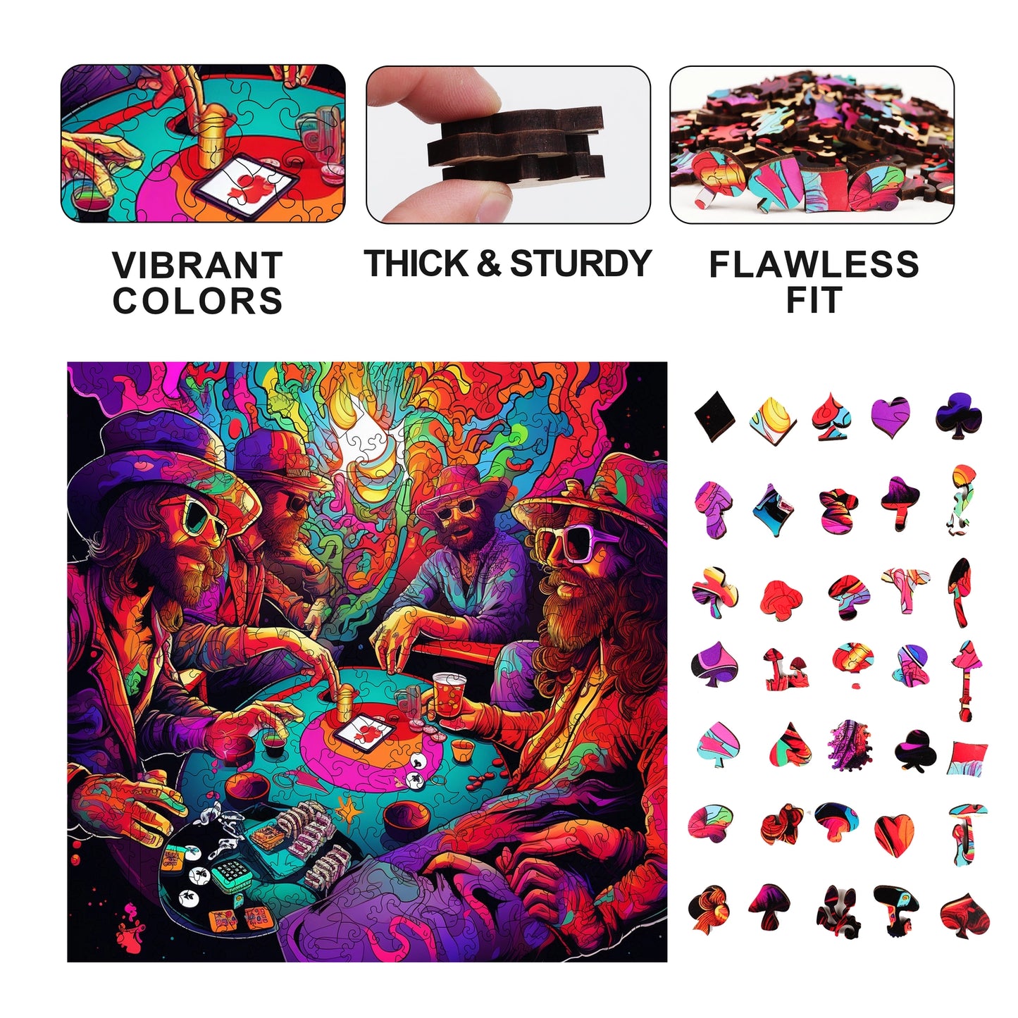Poker Palooza 300 Piece Wooden Jigsaw Puzzle Trippy