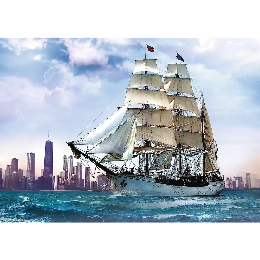 Sailing Towards Chicago, Lake Michigan 500 Piece Jigsaw Puzzle Trefl