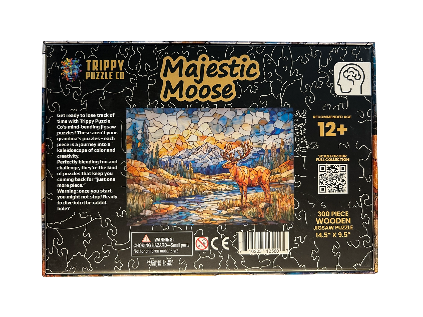 Majestic Moose 300 Piece Wooden Jigsaw Puzzle Trippy