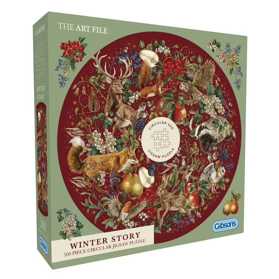 Winter Story 500 Piece Round Jigsaw Puzzle Gibsons
