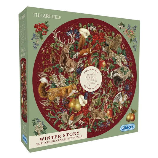 Winter Story 500 Piece Round Jigsaw Puzzle Gibsons