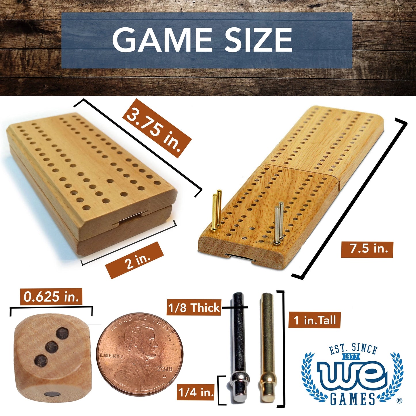 Cribbage & More Travel Game Set- Cards, Board, Pegs, Dice & Pouch - WEG