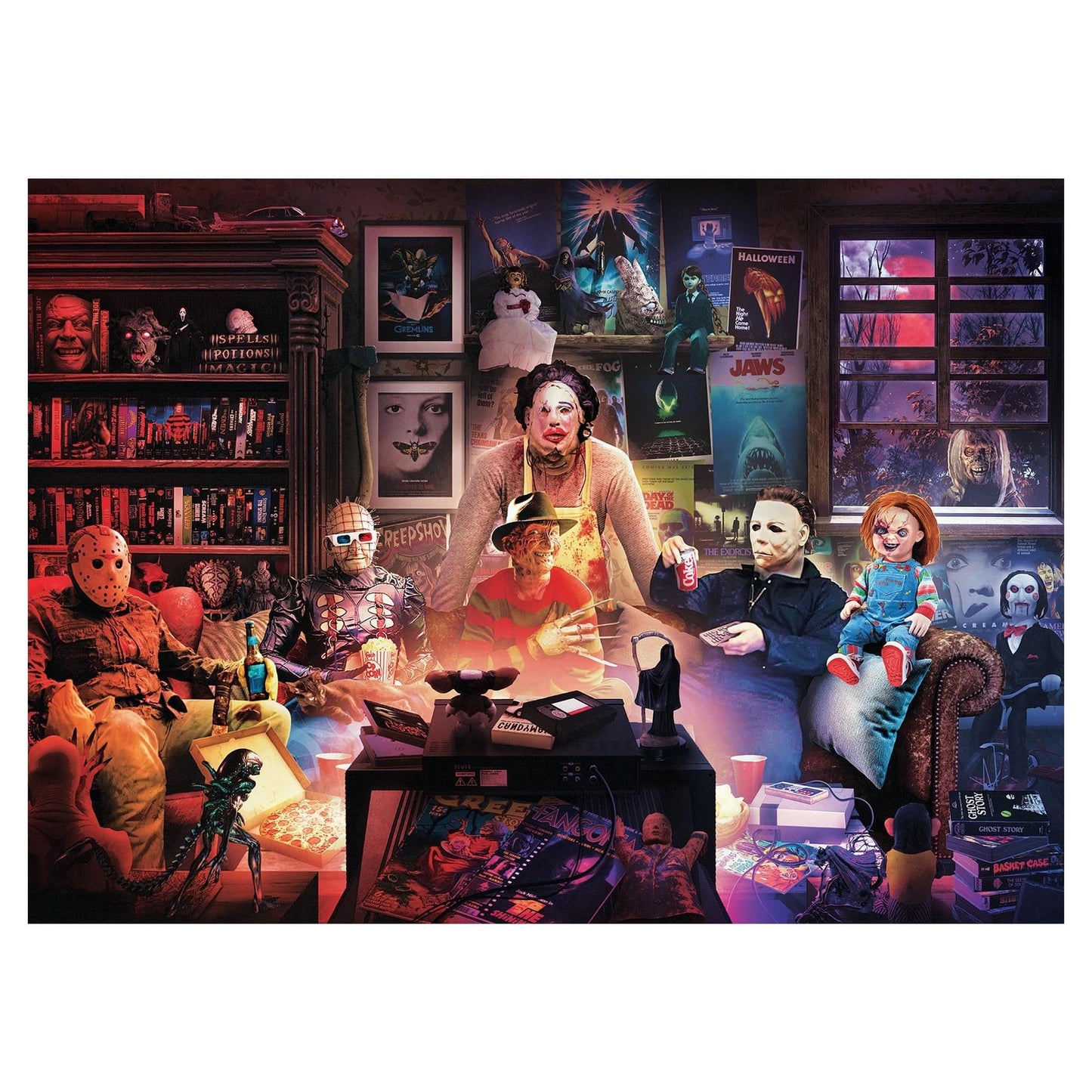 Horror Night Watch Party 1000 Piece Jigsaw Puzzle Toynk