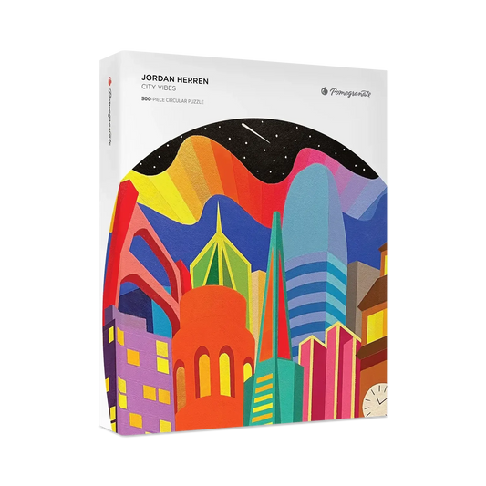 City Vibes by Jordan Herren 500 Piece Round Jigsaw Puzzle Pomegranate