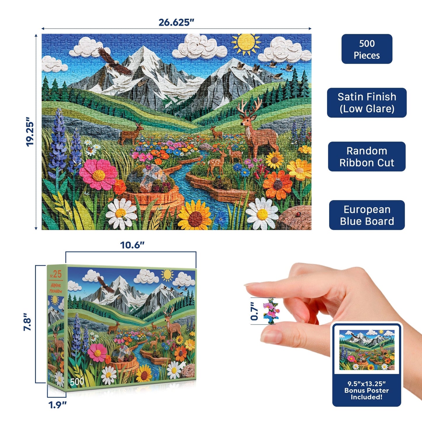 Alpine Meadow 500 Piece Jigsaw Puzzle Final Piece