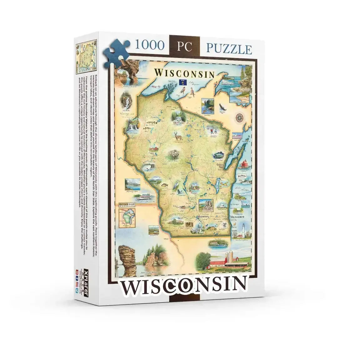 Wisconsin 1000 Piece Jigsaw Puzzle Xplorer Maps
