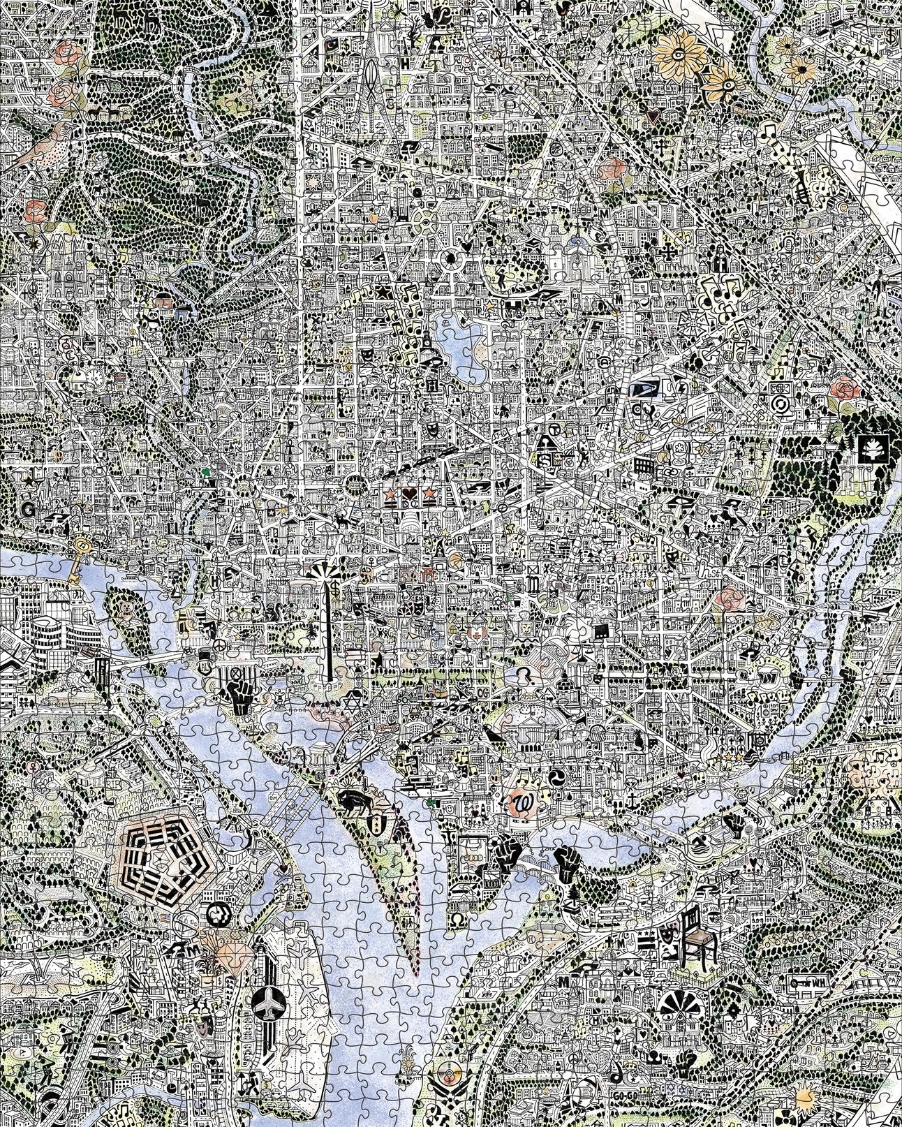 Map of DC & Declaration of Independence 1000 Piece Jigsaw Puzzle Pomegranate