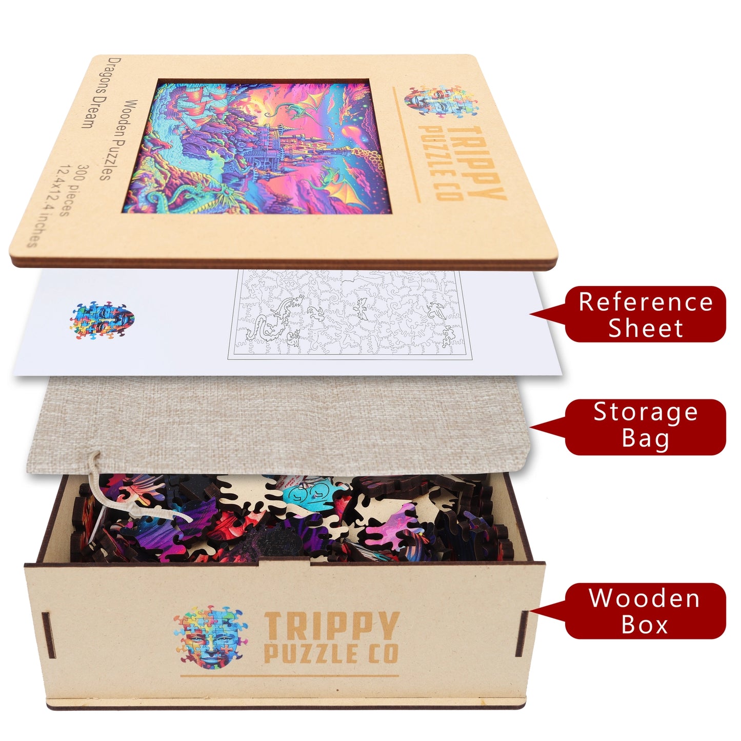 Dragons Dream 300 Piece Wooden Jigsaw Puzzle Trippy