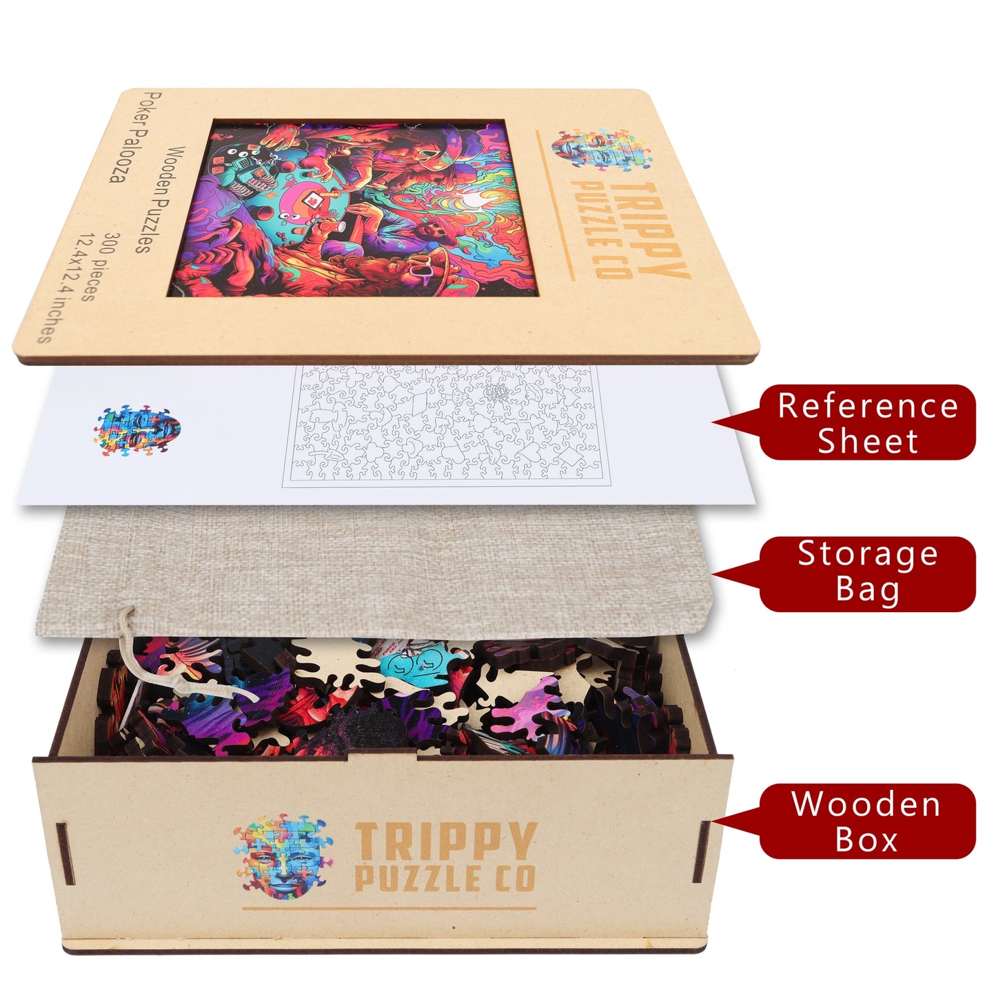 Poker Palooza 300 Piece Wooden Jigsaw Puzzle Trippy