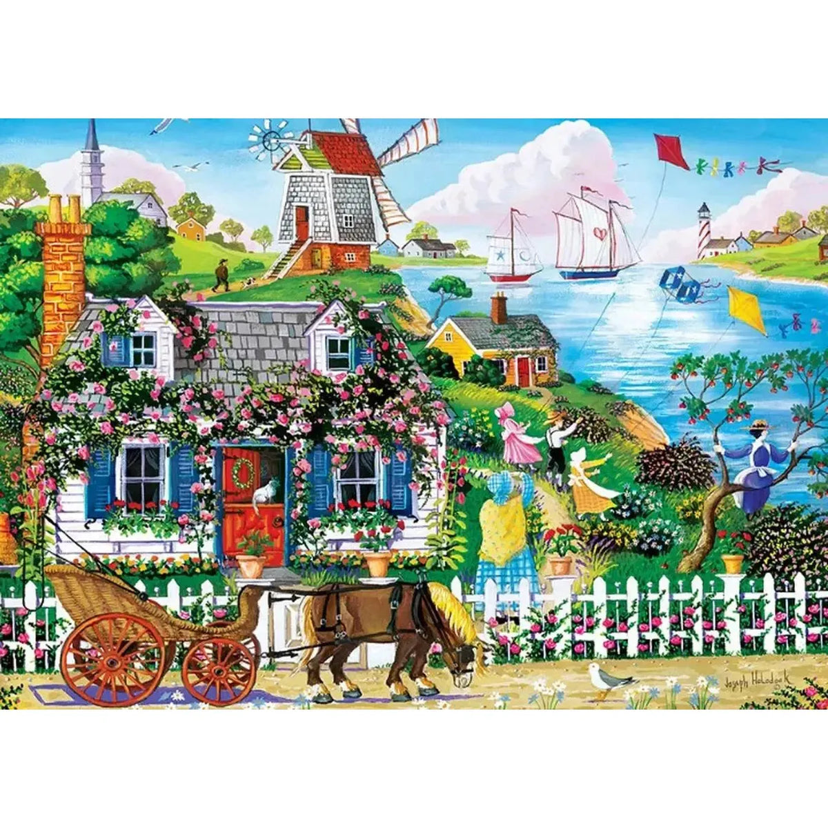 Rambling Rose Cottage Hometown Gallery 1000 Piece Jigsaw Puzzle MasterPieces